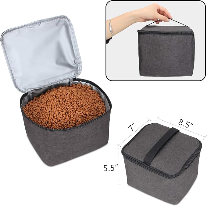 Teamoy 2 Layer Dog Travel Bag, Pet Supplies Weekend Tote Organizer, Black | Large Dog Bag for Supplies with 2 Silicone Collapsible Bowls, 2 Food Carriers, 1 Water-Resistant Placemat