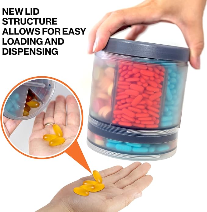 Monster Supplement Pill Dispenser, Medicine, Medication, Portable Detachable Travel Med Holder Container, Vitamin Storage Box, Lifetime Subscription to Medisafe App (Monster Fit 10-2 Pack)