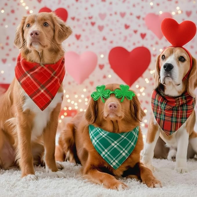 Abbylike 50 Pcs Christmas Plaid Dog Bandanas Bulk Red and Green Gingham Bandanas for Dogs Triangle Kerchief Bib Scarf for Pet Xmas Party Costume Photo Props Accessories, 25 Styles(25.6 x 17.7 x 17.7)