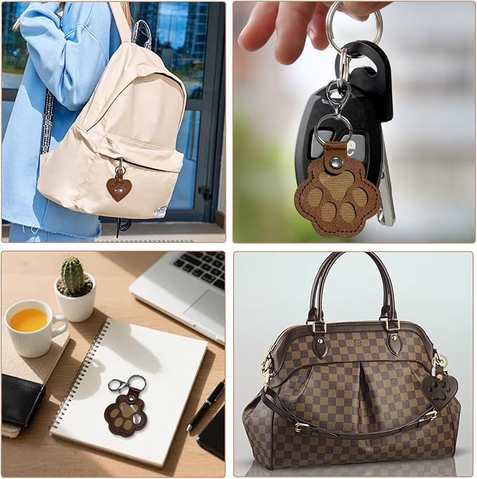 4-Piece Leather Pet Memorial Keychain, Fur Keepsake Holder Pendant | Pet Loss Remembrance Accessory, Heartfelt Memory Gift, Suitable for Cat & All Pet Lovers
