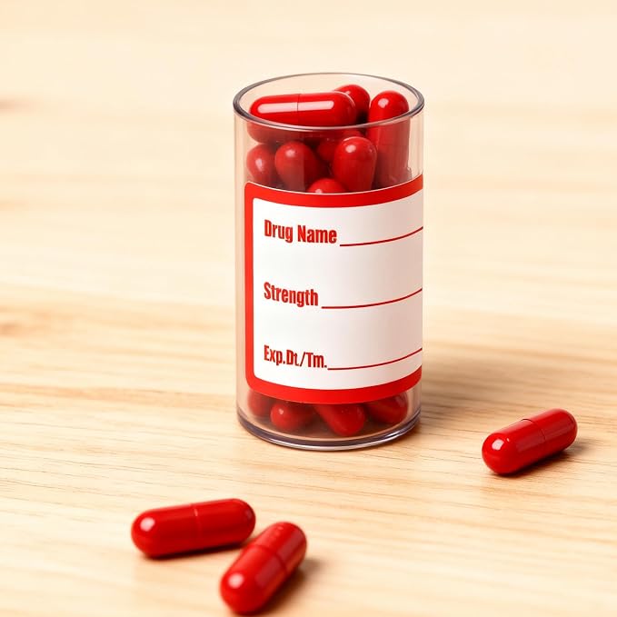 Drug Name Label Stickers 1x2 Inch for Pharmacy Veterinary Medication | Prescription Drug Usage & Strength Labels - Veterinary Instruction & Doctor Reminder Stickers for Medical Containers