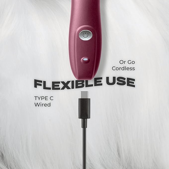 Professional 5-in-1 Cordless Pet Grooming Clipper for Dogs & Cats – Quiet High-Torque Metal Blade Trimmer, Adjustable Length – Metallic Blue (Single-Metallic Pink)