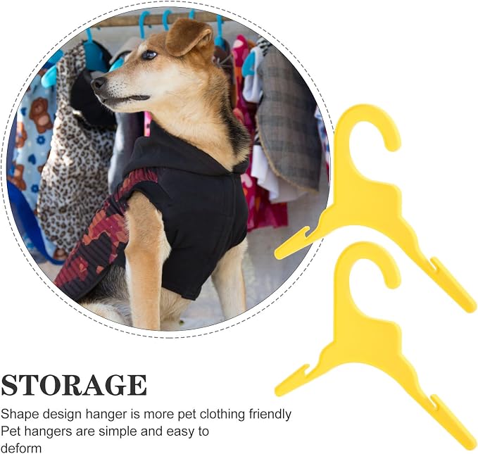 Hemobllo 10pcs Plastic Pet Clothing Hanger Anti-Skid Small Yellow | Practical Portable Organizer, Not Easy to Deform, for Hanging Pet Clothing and Outfits Indoors