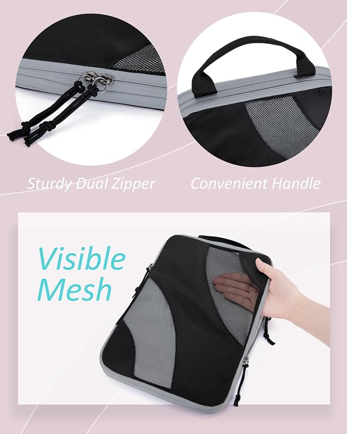 BAGSMART Compression Packing Cubes for Travel | Lightweight suitcase organizers bag set, space-saving double zipper expansion for carry-on luggage & travel organization