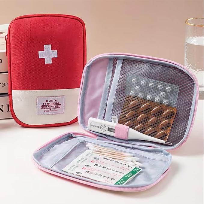 Red First Aid Bag Empty 1st Aid Bag Section Dividers Medical Travel Case Emergency First Responder Storage Compact Medicine Bag for Car Home Office Kitchen Sport Outdoors (Blue)