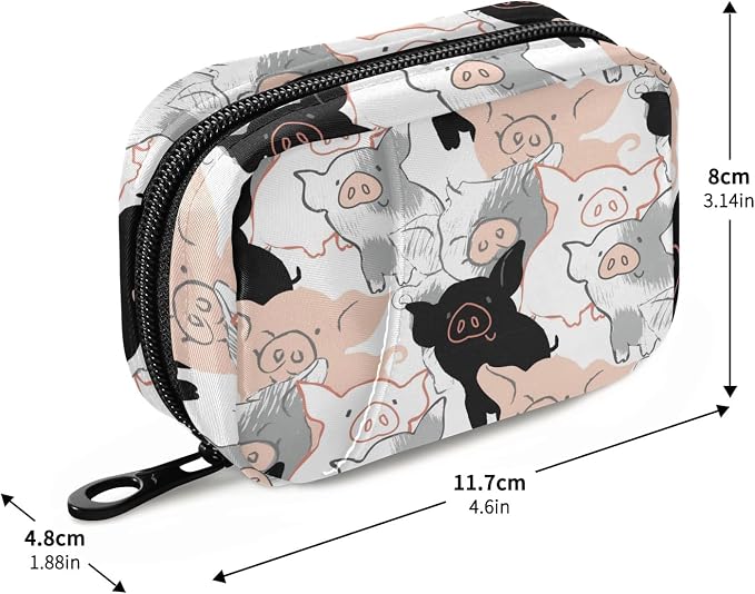 Cute Pigs 7 Day Pill Organizer Travel Pill Case Portable Weekly Pill Box Bag Container Vitamin Supplement Holder with Zipper for Family Business