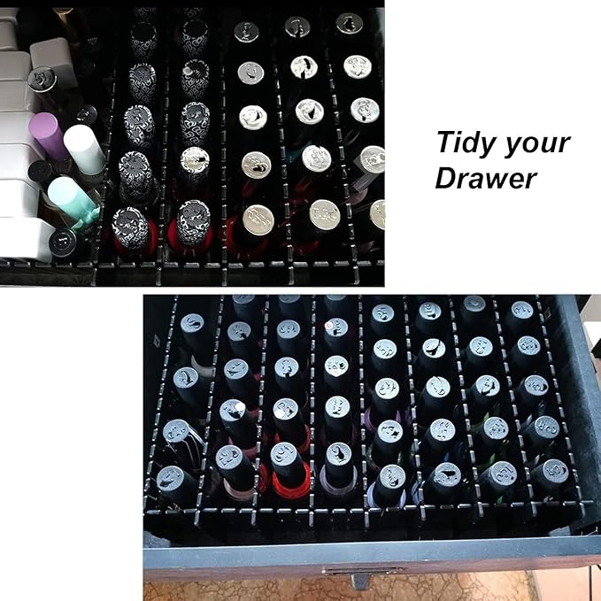 Onerbuy 8pcs Adjustable Grid Drawer Dividers DIY Plastic Closet Separator Tidy Organizer Container for Underwear Socks Belt Office Supplies (Black)