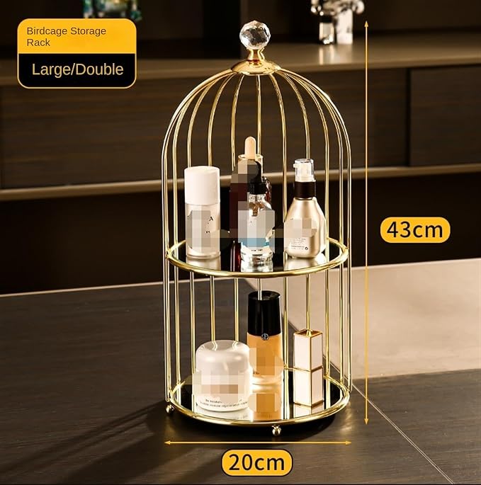 Makeup Simple Bird Cage Wrought Iron Cosmetic Storage Rack Desktop Skin Care Product Dressing Table Storage Organizer