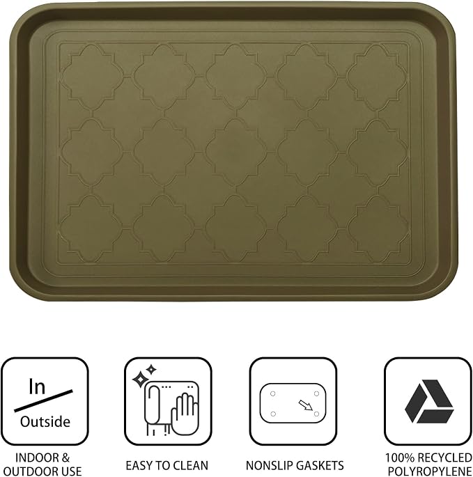 WATANIYA PET Boot Tray for Entryway Indoor, Heavy Duty Shoe Mat Tray 2 Packs, 16.7"x12.8" Waterproof Mat with Raised Edge, Outdoor Multi-Purpose for Boots, Shoes, Garden