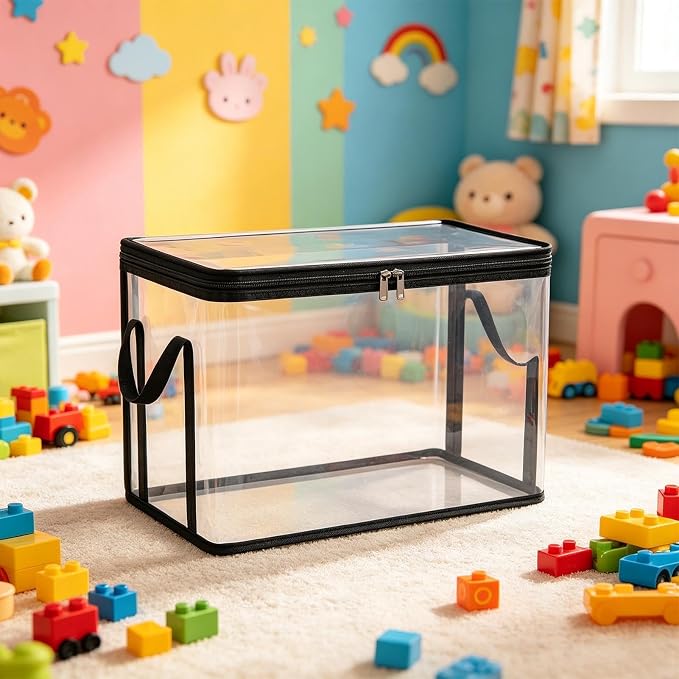 Toy Storage Container 2-Pieces Transparent Plush Dolls Organizer | Doll Storage Container for Living Room, Bedroom, Home, Farmhouse, Apartment, Study Room, Balcony, Dormitory