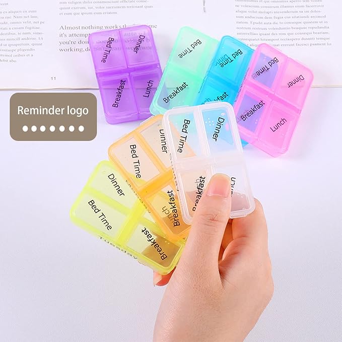 Pill Organizer 4 Times a Day Portable Travel Pill Box 7 Days with Moisture-Proof Design and Large Compartments Separable Large Pill Box to Hold Pills Vitamins Fish Oil Supplements