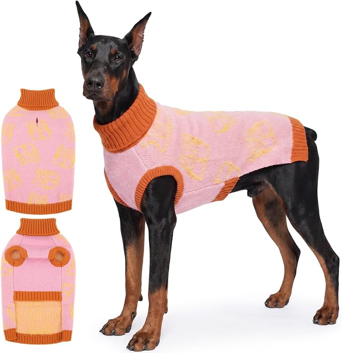 IDOMIK Dog Sweater with Foldable Turtleneck, Soft Pet Winter Sweater, XXL | Stretchy Knit Dog Sweaters for Large Dogs, Sleeveless Warm Dog Pullover Sweatshirt, Comfortable Winter Apparel