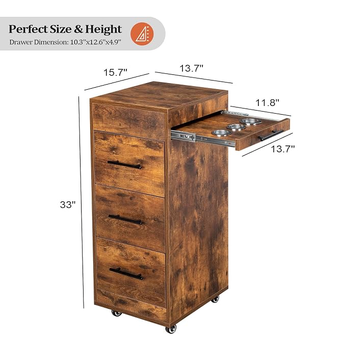 Salon Trolley Cart with Wheels, 3-Drawer Rolling Hair Styling Station, Mobile Beauty Trolley with Hot Tools Holder, Storage for Salon, Barbershop, Spa & Tattoo, Rustic Brown