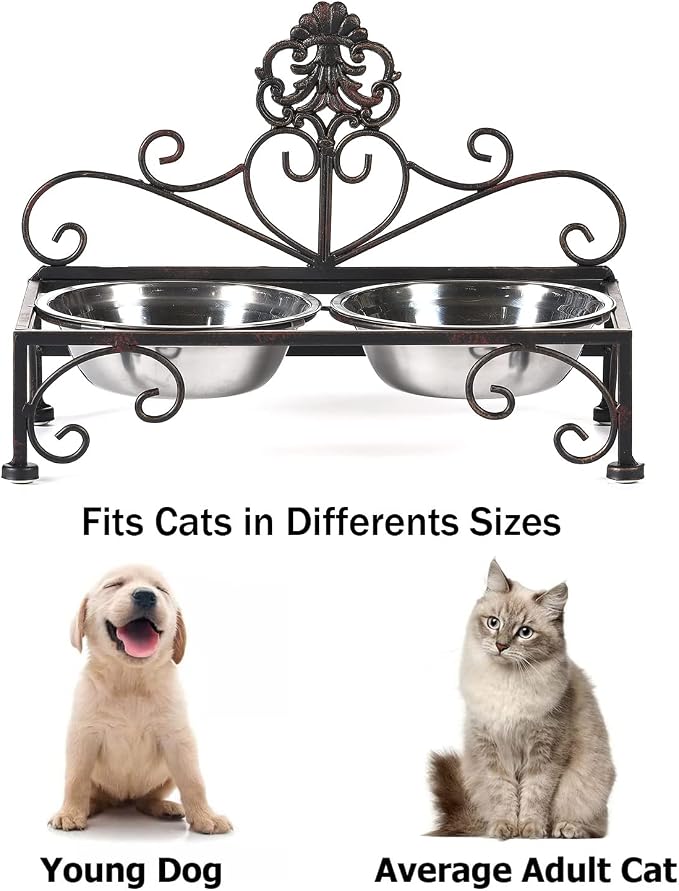 3.54" H Elevated Dog Bowls, Metal Raised Dog Bowl, Cats Bowls with Stand | Dog Bowls with Double Stainless Steel, Pet Feeder for Food and Water Lifted, Elevated Pets Bowl Holder