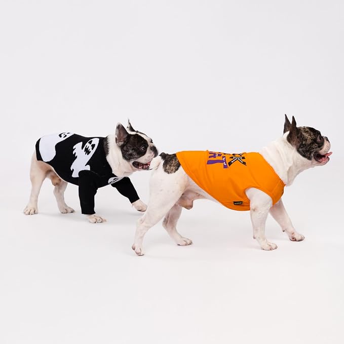 Fitwarm Halloween Ghost Dog Sweater, Funny Costumes for Dogs, Pet Apparel, Black, White, Small