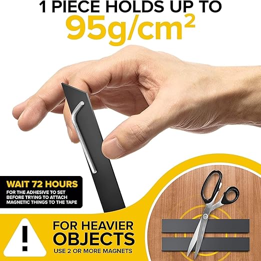 X-bet MAGNET Super Sticky Adhesive Magnetic Strips, 6x1 (15x2.5cm), 6 pcs | Flexible Magnet Strips, Adhesive Backing, Easy to Cut & Mount, For Crafts, Labels & Light Organization