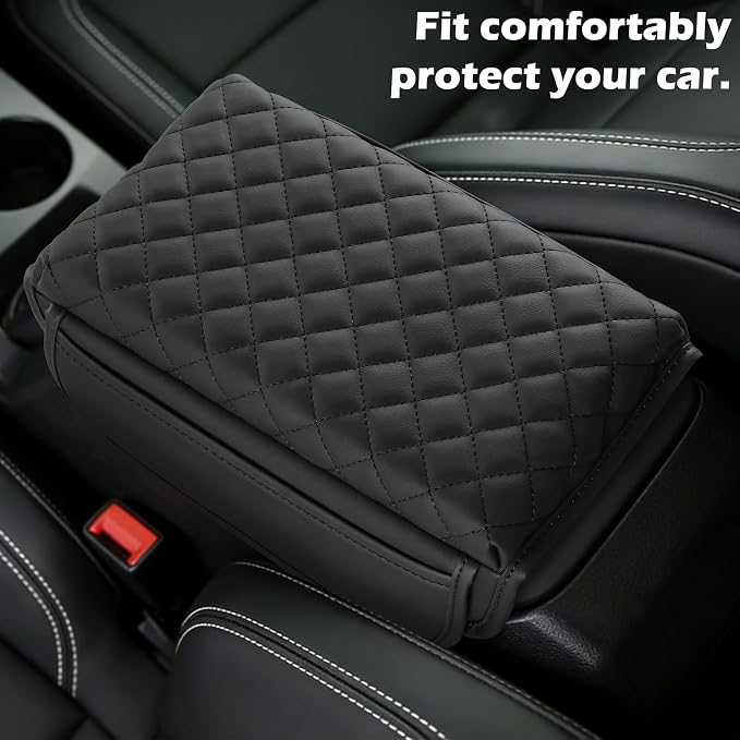 Center Console Cover for Ford Bronco Accessories 2021 2022 2023 2024 2025 2026 2/4-Door with Heightening Leather Car Armrest Cover Cushion Leather Side Pockets Interior Accessories Prevent Scratching