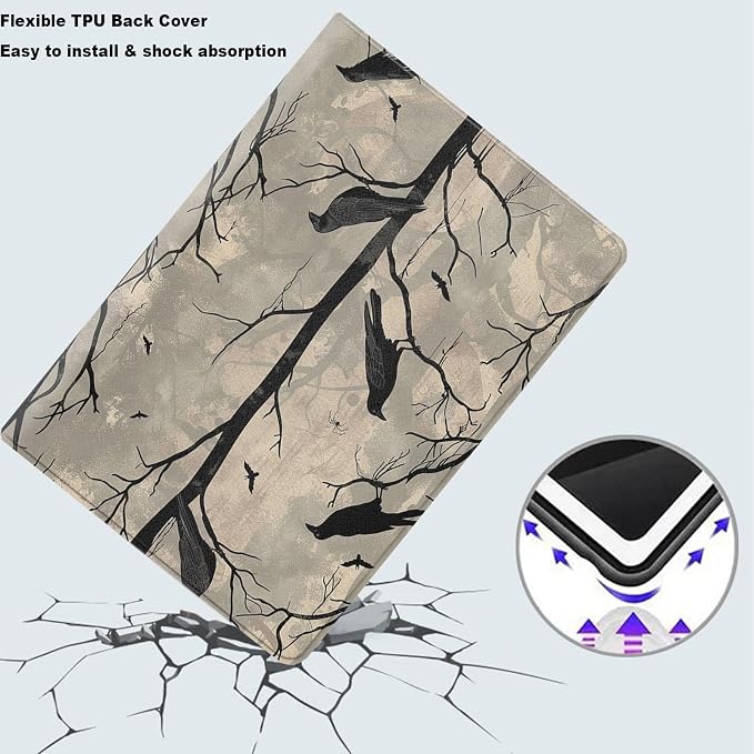 Tablet Case for iPad 10.2 Inch (9th/8th/7th Gen),Shockproof Protective Cover with Stand,Auto Wake/Sleep,Auto Wake/Sleep,Gothic Crow
