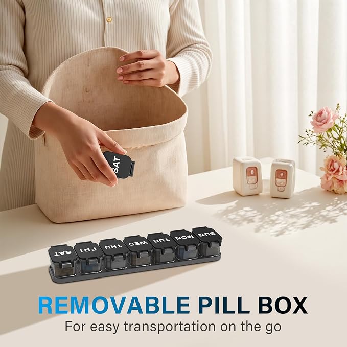 Extra Large Weekly Pill Organizer with 7 Detachable Compartments | XL Pill Organizer, Portable Medicine Pill Organizer for Supplements, Daily Pill Case for Home and Travel