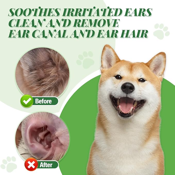 Pawsitive Vibes Dog Ear Powder Set, Dog Ear Powder for Hair Removal 30g, Dog Ear Infection Treatment, Removing Earwax and Odour, Relief of Itching. (Greener 2 pcs)