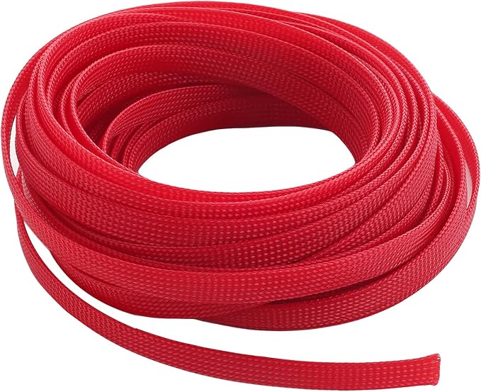 Jutagoss PET Expandable Braided Cable Sleeve, 32.8ft - 3/8 inch Red Cable Management Sleeve, Wire Loom Tube Cord Protector for USB Cable, Power Cord, Audio Video and More, 1Pc