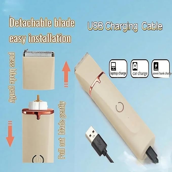 Low Noise 4-in-1 Dog Grooming Clippers Kit,Cordless Dog Nail Clipper,Dog Paw Trimmer,Cat Ear Trimmer,Pet Cat Dog Hair Trimmer for Small Large Dogs Cats and Rabbits Grooming at Home(Beige)
