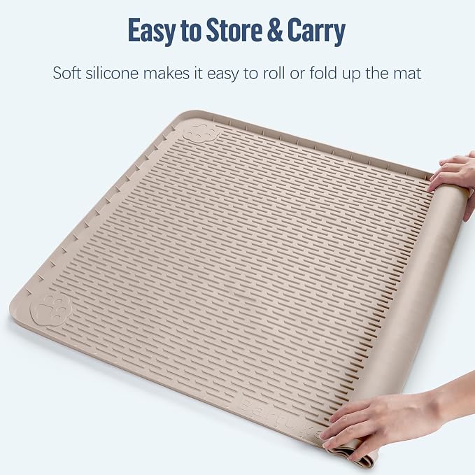 Pee Pad Holder for Dogs 40''x40'' Silicone Puppy Pee Pad Tray, Khaki | Extra Large Dog Potty Tray Leak-Proof, High Edge, No Spill Training Pads for Floor Protection, No Pee Pads