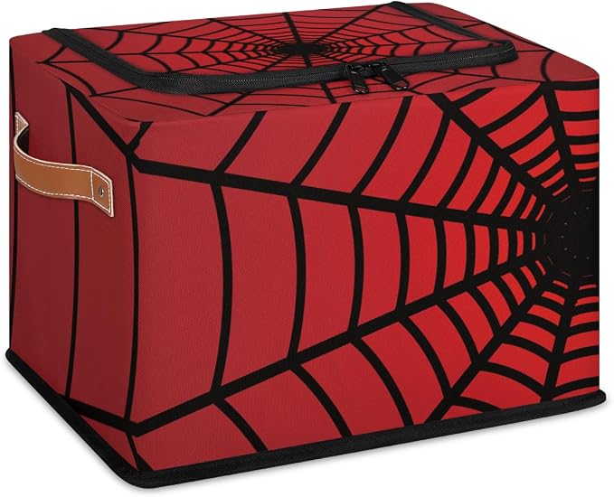 Red Storage Bins With Zipper Lid, Collapsible Trunk Organizer, Car Organizers and Storage Bins with Lids, Decorative Storage Boxes with Handle, Home Storage Baskets For Organizing
