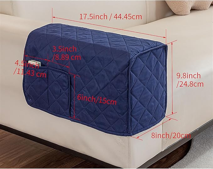 Modern Couch Arm Covers Universal Arm Rest Covers for Sofa Thickened Arm Chair Covers Set of 2 with Pockets Waterproof and Ant-Slip Armrest Organizer(Khaki A)