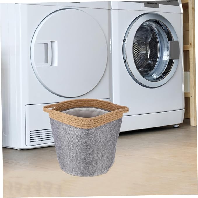 UKCOCO Portable Rope Laundry Basket Sundries Organizer for Clothes and Pet Products Multi Purpose Storage Container Washable Reusable Yellow Gray