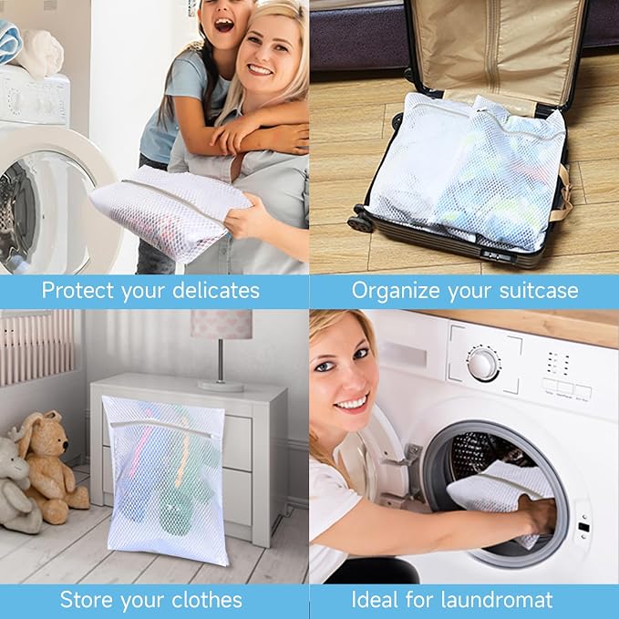 GOGOODA Mesh Laundry Bags for Delicates, 5 Set(3 Medium, 2 XL Large) | Honeycomb Mesh Lingerie Wash Bags, with Zipper Closure for Bras, Underwear, Baby Clothes