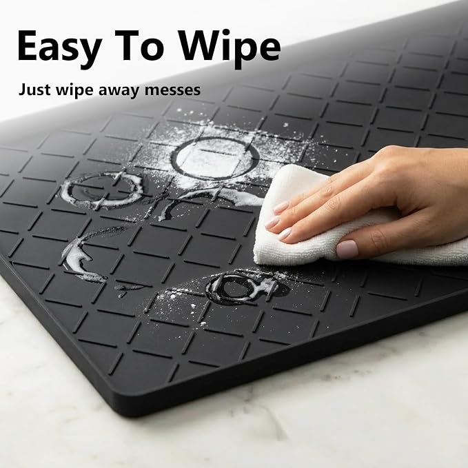 Mateeylife Under Sink Mat Kitchen Waterproof, Silicone Sink Tray 22"X19" | Under Sink Organizer Cabinet Shelf Protective Liner, Multi-use Silicone Mat for Boot Tray & Litter Mat, Classic Black