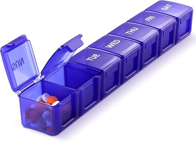 Pill Organizer Pink XL Extra Large Weekly ﻿ | Portable Medicine, Daily Pill Cases for Pills/Vitamin/Fish Oil/Supplements
