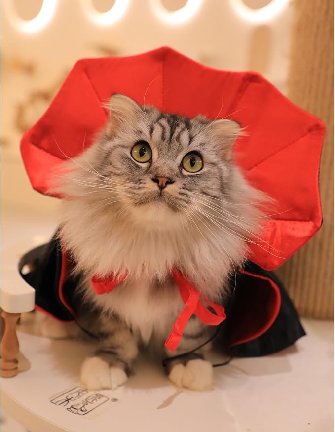 Dog Cat Vampire Cloak Costume for Small Medium Large Dogs Cats, Halloween Dog Costumes Cat Vampire Cloak