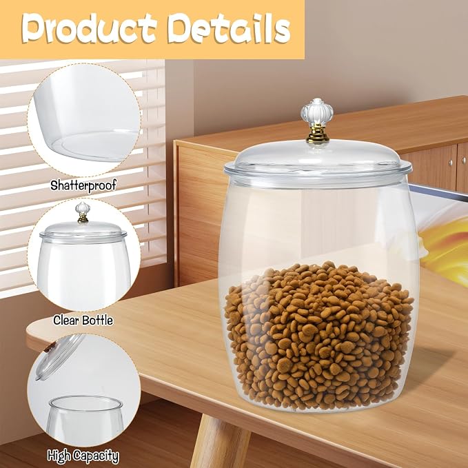 2 Pack Dog Treat Container Airtight, Dog Food Storage Container Dog Treat Jar with Lid 9.8x6.3 & 8.6x5.3 inch Clear Dog Cookie Jar with Scoops,Clamp,Labels for Dog Cat Bird and other Pet