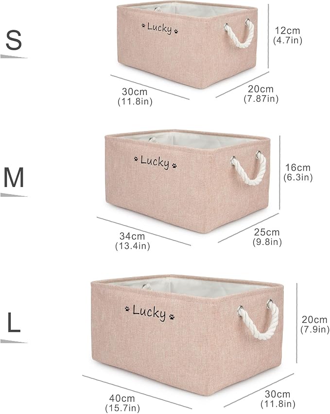 Personalized Dog Toy Storage Basket Bin, Customized Pet's Name Storage, Collapsible Organizer Box for Dog Toys, Clothing, Apparel & Accessories (Pink, S)