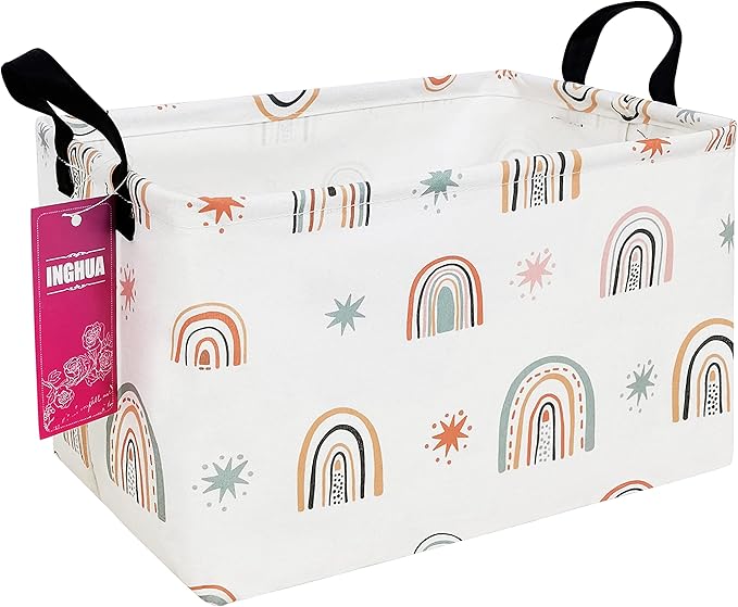 Rectangular Rainbow Storage Basket | Gifts Bag Books,Clothes,Gifts,Pets-Perfect for Home,Office,Nursery,Dorm,Shelf