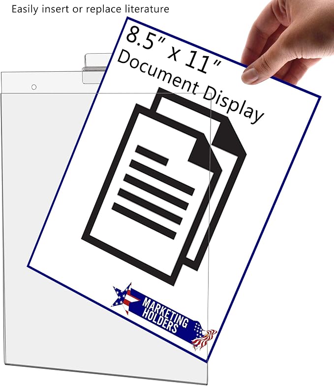 Marketing Holders 4 Pack Slatwall Sign Holder for 8.5 x 11 Inch Flyers Ads and Price Lists in Retail Stores Bookstores and Libraries Clear Acrylic Vertical Literature Sleeve No Assembly Required