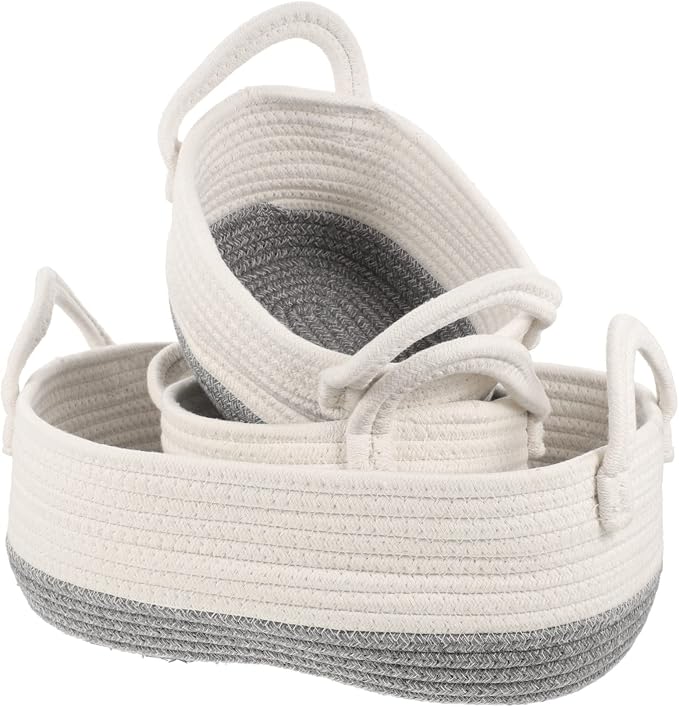 3pcs Rope Dog Toy Storage Basket Weave Organizer for Pet Toys Multi-purpose Desktop Storage for Home and Utility Rooms