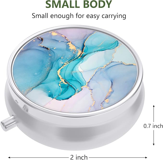 Pill Box, Small Pill Case for Purse & Pocket, Travel Medicine Organizer | Cute Travel Medicine Organizer, Portable Medicine Container Holder to Hold Vitamins, Medication, Fish Oil & Supplement
