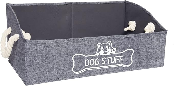 Vumdua Large Dog Toy Box - Trapezoid Dog Toy Bin with Handles, Collapsible Pet Supplies Storage Basket, Perfect for Organizing Dog Cat Toys and Accessories