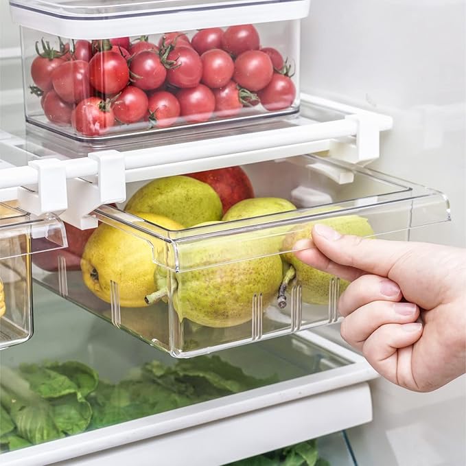 1Pack Refrigerator Organizer Bins Refrigerator Drawer Fridge Organizers | 1Pack Refrigerator Organizer Fridge Egg Drawer, Pull-out Fridge Storage Box Refrigerator Egg Drawer
