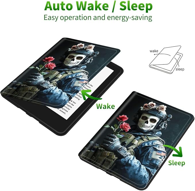 Case for Samsung Galaxy Tab A8 10.5" 2022 Model (SM-X200/X205/X207) | Slim Leather Smart Cover with Multi-Angle Anti-Slip Stand [Auto Wake/Sleep] Shell for Women Men - Skull Man Flower