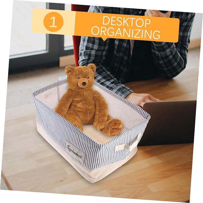 Portable Foldable Cloth Storage Basket for Pet Toys Sundries and Home Organization Stylish Storage Bin Stripes for Living Room and Office Use