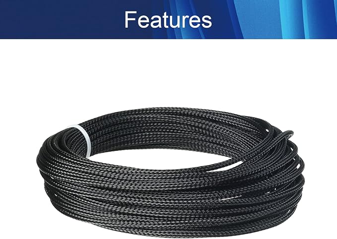 Jutagoss PET Expandable Braided Cable Sleeve, 32.8ft - 1/8 inch Black Cable Management Sleeve, Wire Loom Tube Cord Protector for USB Cable, Power Cord, Audio Video and More, 1Pc