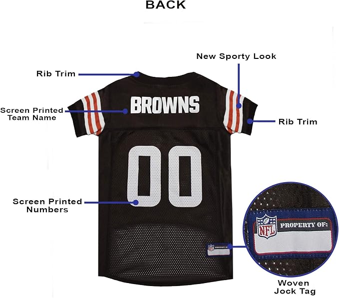 Pets First NFL Cleveland Browns Dog Jersey, Size Large, Football Shirt Costume for Pet, Dog Sports T-Shirt, NFL Team Clothing for Cats, Licensed Pet Apparel Available in 7 Sizes and 32 Teams