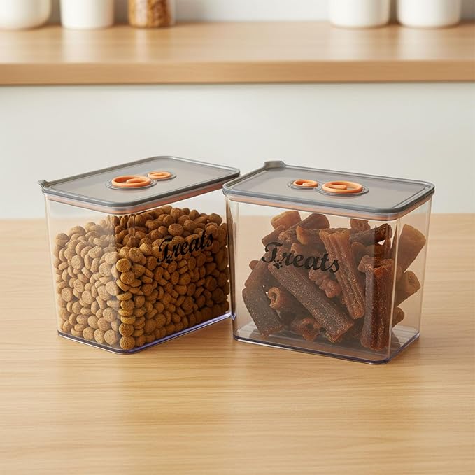 2Pack Pet Food Storage Containers,Airtight Dog Treat Container,Dog Food Storage Container with Tachometer Wheel for Customizing,Suitable for Pet,Bird Seeds,Dog & Cat Treats