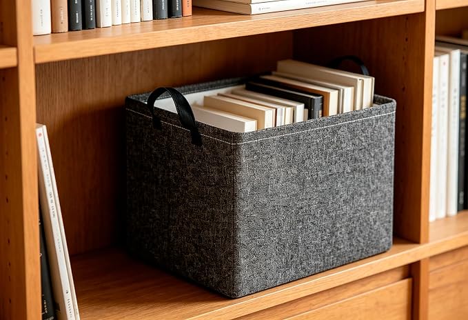 CLOCOR Rectangular Storage Bin,Waterproof Books Box,Gift Basket(Grey)