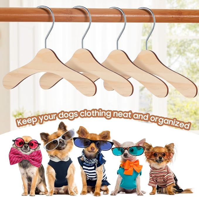 UKCOCO Pet Clothes Rack, with 10 Solid Wood Hangers, Wrinkle-Free Storage for Small Dogs & Cats, Travel-Ready Mini Wardrobe