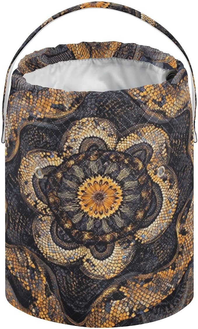 Tatenale Crochet Bag Yarn Bag Knitting Project Bag with Pockets and Handle Portable Yarn Storage Organizer Tangle Free 8.3x11 InchCottonmouth Skin Mandala Dark Purple45